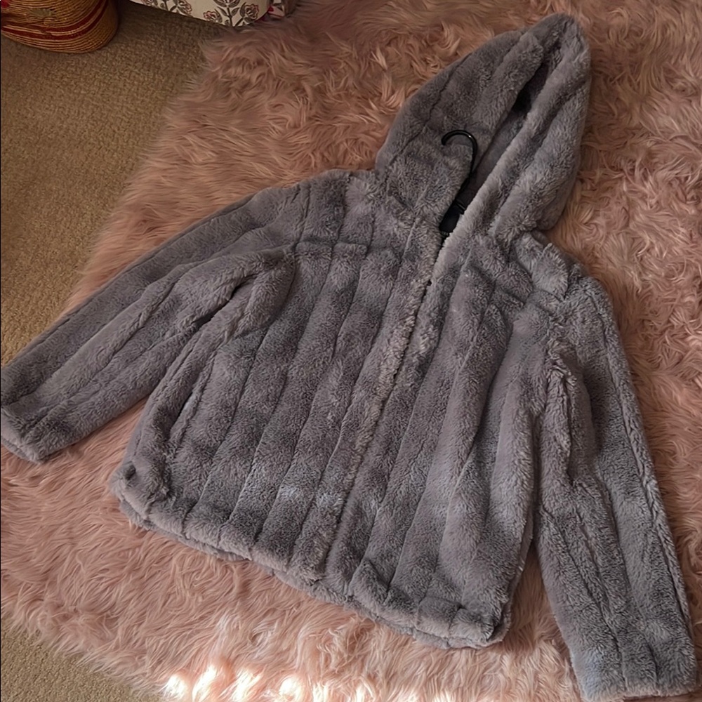 Cozy Gray Faux Fur Jacket